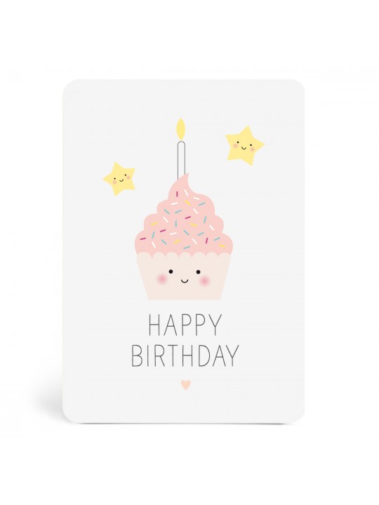 Carte Happy Birthday cupcake