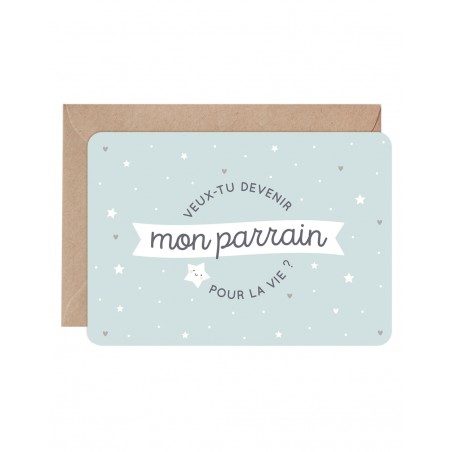 Carte Parrain enveloppe kraft