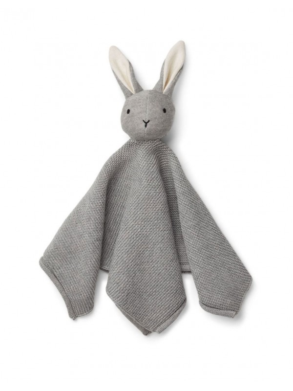 Doudou tricot lapin gris
