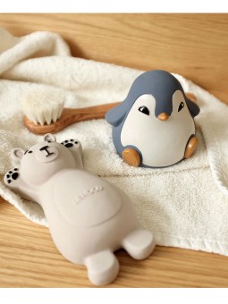 Set 2 jouets de bain ourson et pingouin bleu