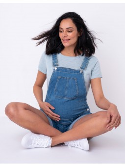 Salopette short jean femme enceinte