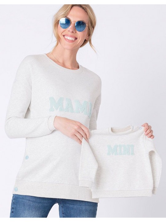 Pull grossesse allaitement gris clair col roulé