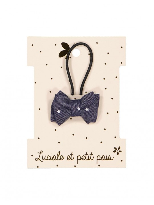 Mini élastique bébé noeud double jean étoilé