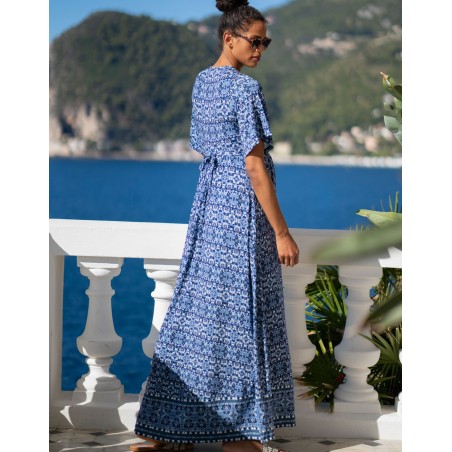 Robe longue grossesse allaitement bleue | Lulah