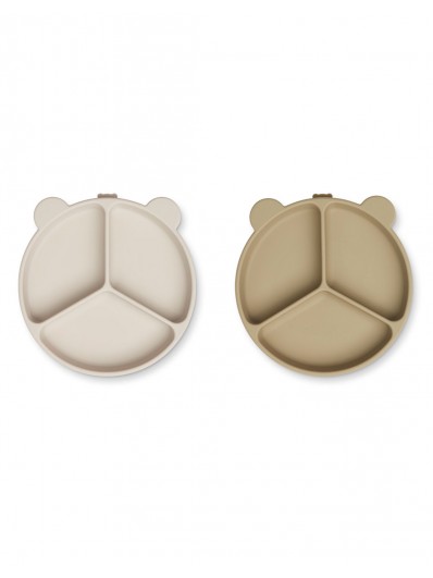 Duo assiettes plates ventouses | Sandy mix