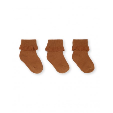 Lot 3 chaussettes | Broderies marron