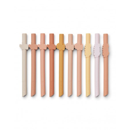 Lot 10 pailles silicone | Safari rose mix