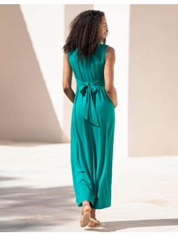 Robe longue vert emeraude de grossesse