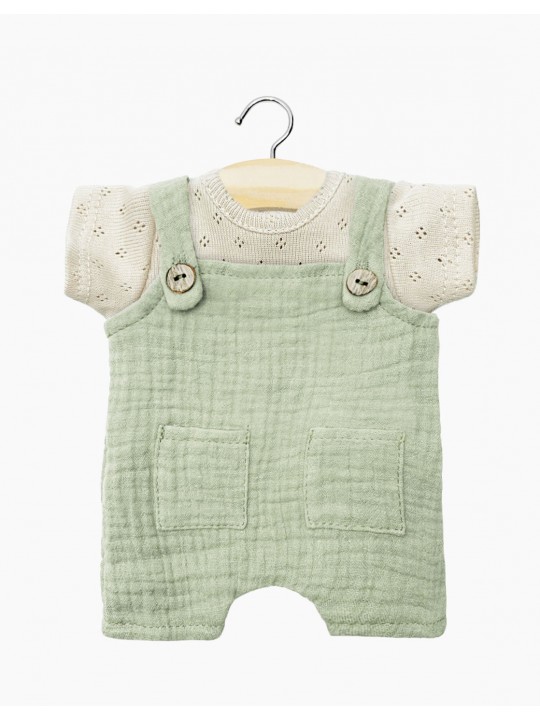 Tenues Babies | Salopette vert et haut lin
