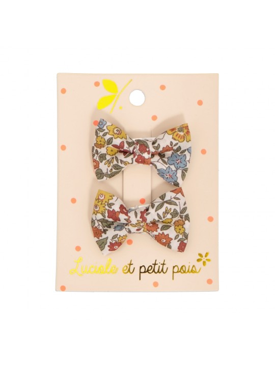 Duo mini barrettes bébé noeud Liberty Ava autumn