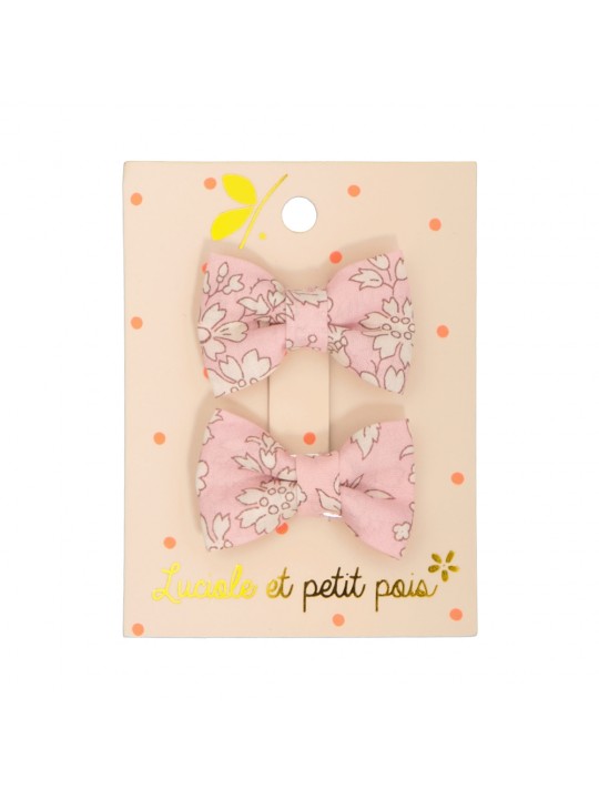 Duo mini barrettes bébé papillon Liberty Capel rose