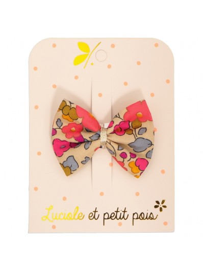 Barrette noeud ruban Liberty Fluo thé