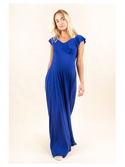 Robe longue grossesse allaitement Bleu Indigo | Nevena