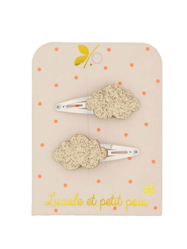 Duo barrettes nuages | Or