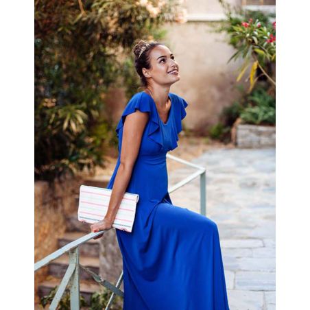 Robe longue grossesse allaitement Bleu Indigo | Nevena