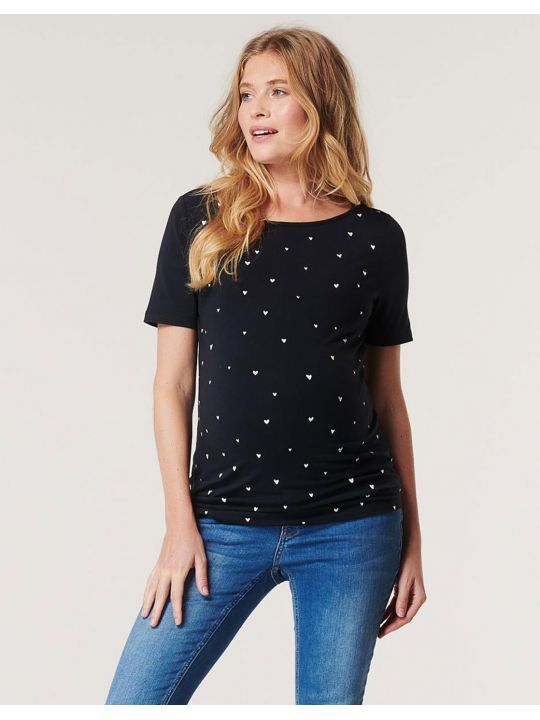 Tee shirt bleu grossesse | Coeurs