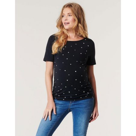 Tee shirt bleu grossesse | Coeurs
