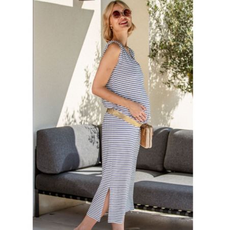 Robe longue grossesse Marine | Erquy