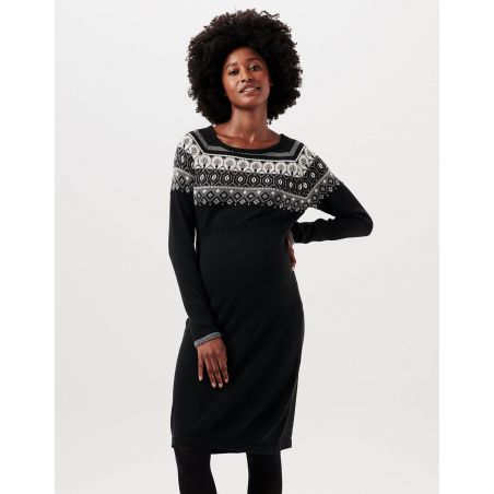 Chaude robe de grossesse noire Ethnik, Esprit Matenity | Inelle