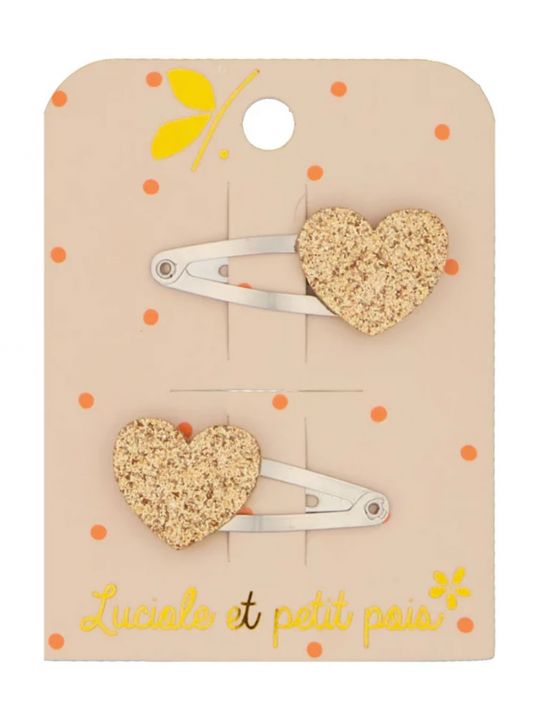 Duo mini barrettes coeur | Or