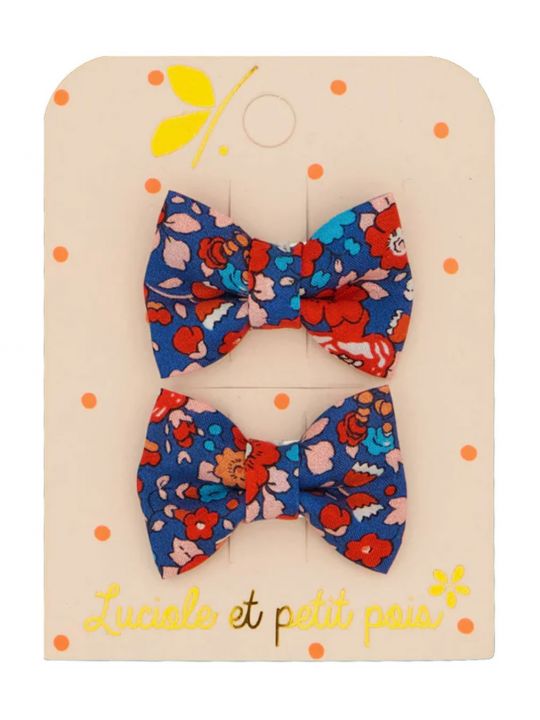 Duo mini barrettes noeud papillon | Liberty Betsy Ann écarlate