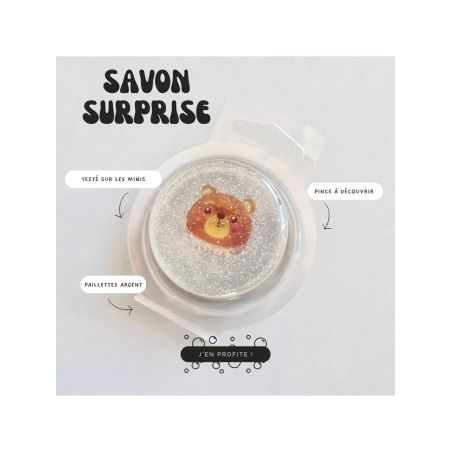 Savon à paillettes avec surprise pour enfant | Pince cheveux ourson