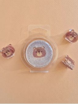 Savon à paillettes avec surprise pour enfant | Pince cheveux ourson