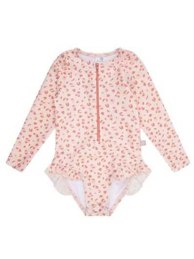 Maillot de bain manches longues | Léopard rose