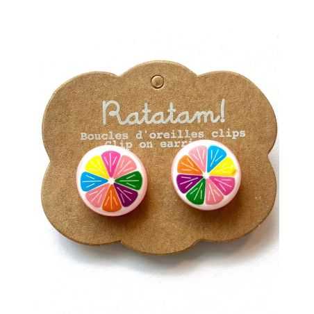 Boucles d'oreilles clips enfant | Pamplemousse