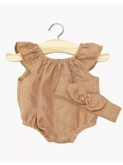 Barboteuse et bandeau Clara | Lin noisette