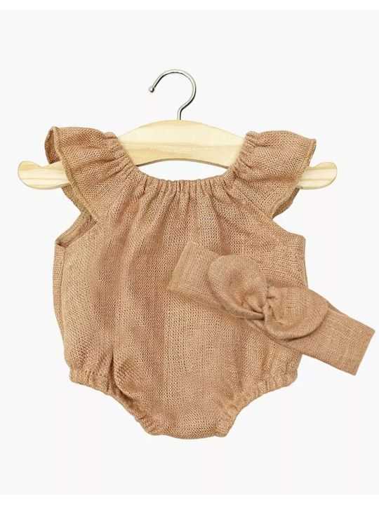 Barboteuse et bandeau Clara | Lin noisette