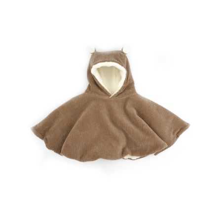 Poncho bébé velours | Taupe
