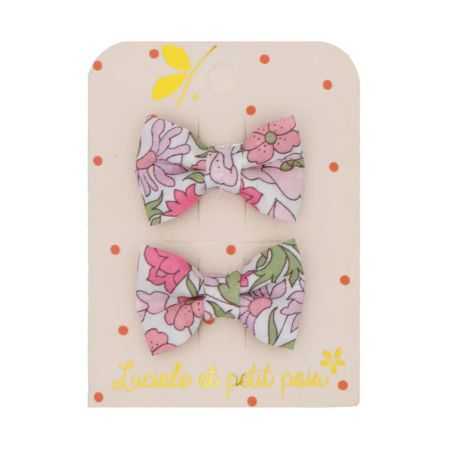 Duo mini barrettes papillon | Liberty poppy daisy rose