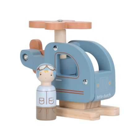 Hélicoptère avec figurine en bois