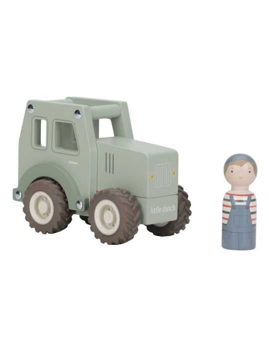 Tracteur en bois et figurine