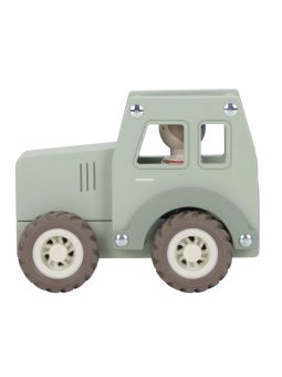 Tracteur en bois et figurine