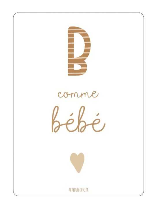 Carte B comme bébé et enveloppe kraft