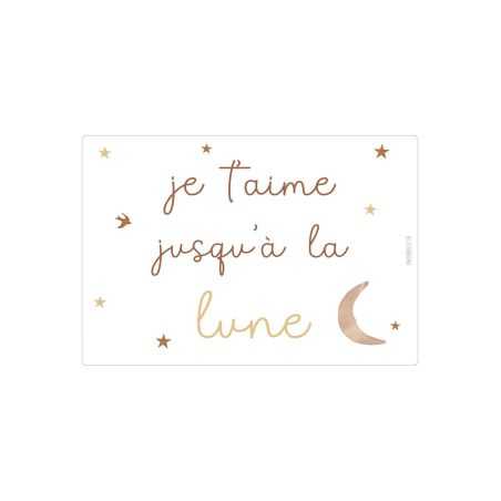 Carte Je t'aime jusqu'à la lune et enveloppe