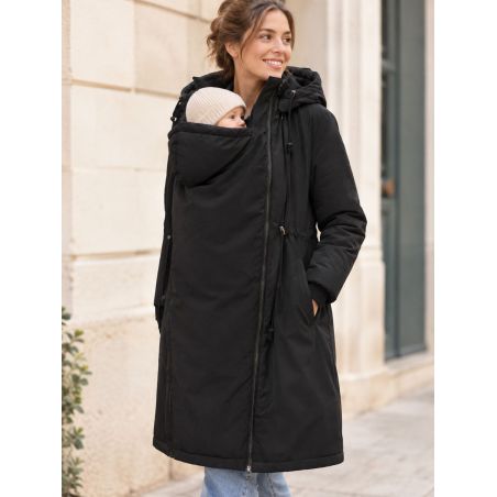 Manteau grossesse et couvre bébé | Alicia noir