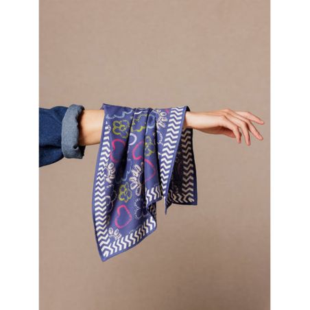 Petit foulard Manika | Ardoise indigo